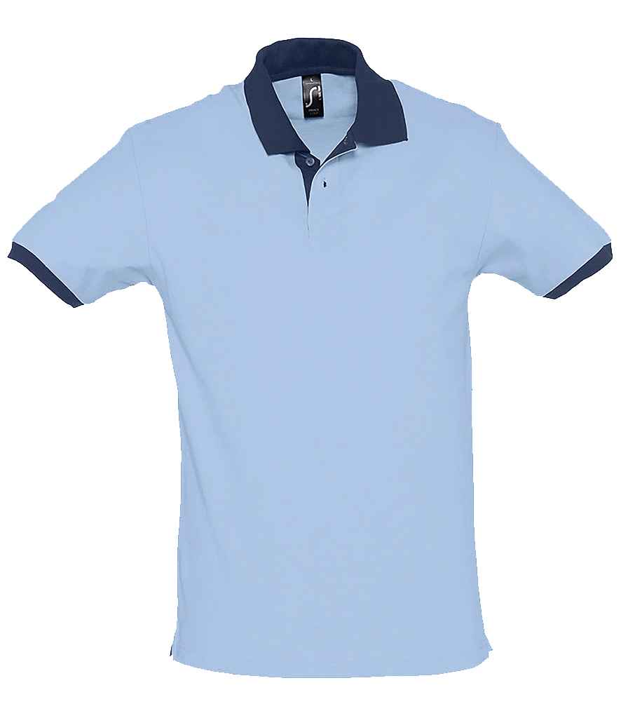 SOL'S Prince Contrast Cotton Piqué Polo Shirt | Sky Blue/French Navy
