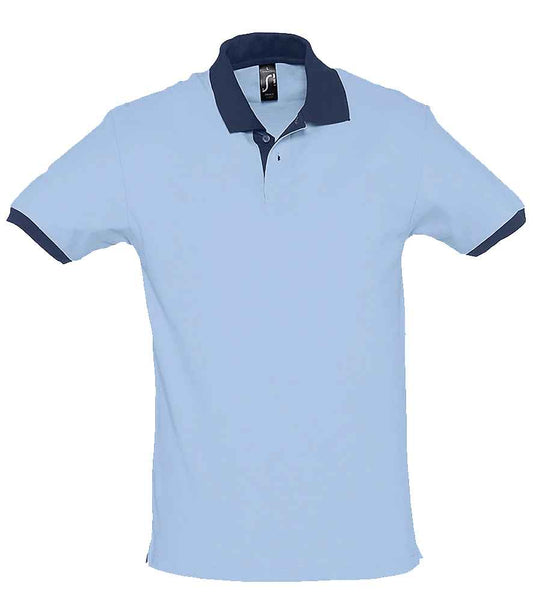 SOL'S Prince Contrast Cotton Piqué Polo Shirt | Sky Blue/French Navy
