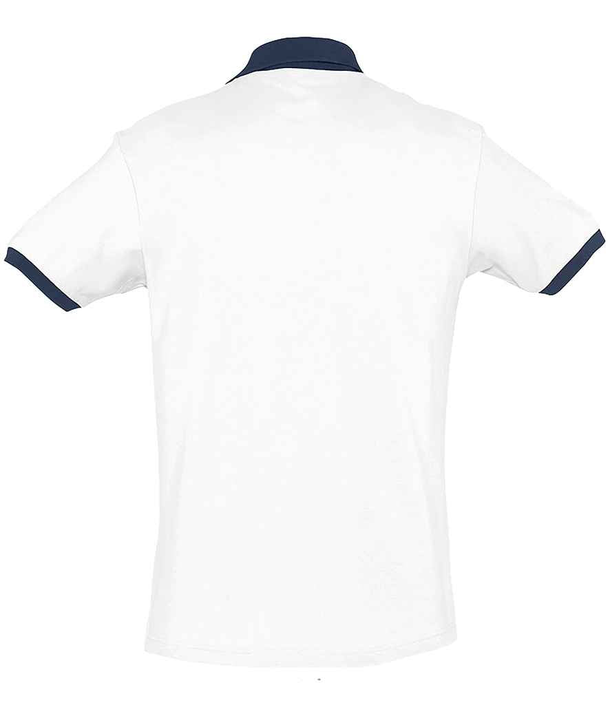 SOL'S Prince Contrast Cotton Piqué Polo Shirt | White/French Navy