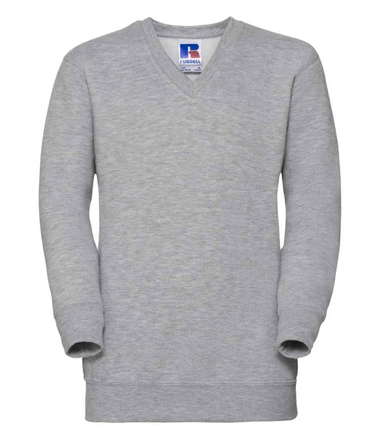 Russell Schoolgear Kids V Neck Sweatshirt | Light Oxford