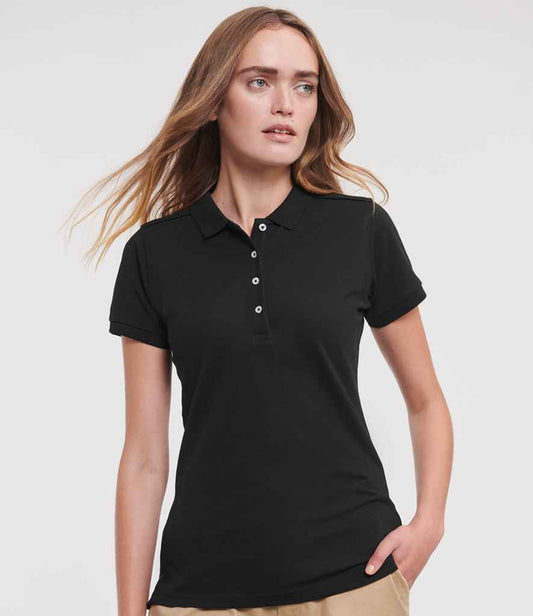 Russell Ladies Stretch Piqué Polo Shirt | Black
