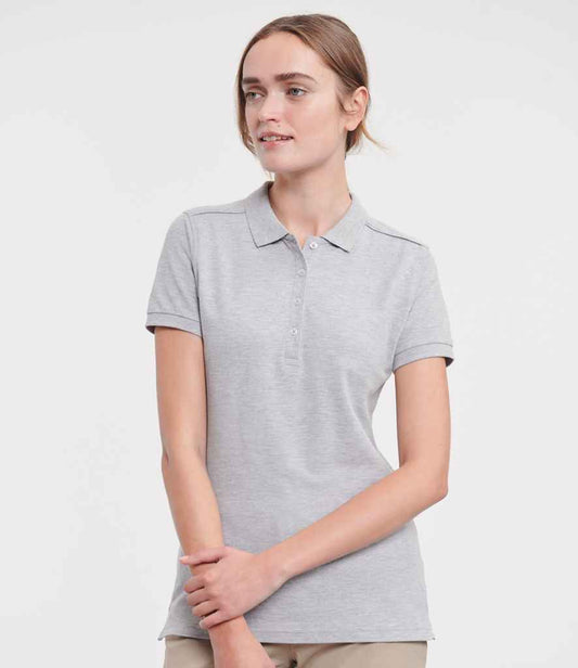 Russell Ladies Stretch Piqué Polo Shirt | Light Oxford