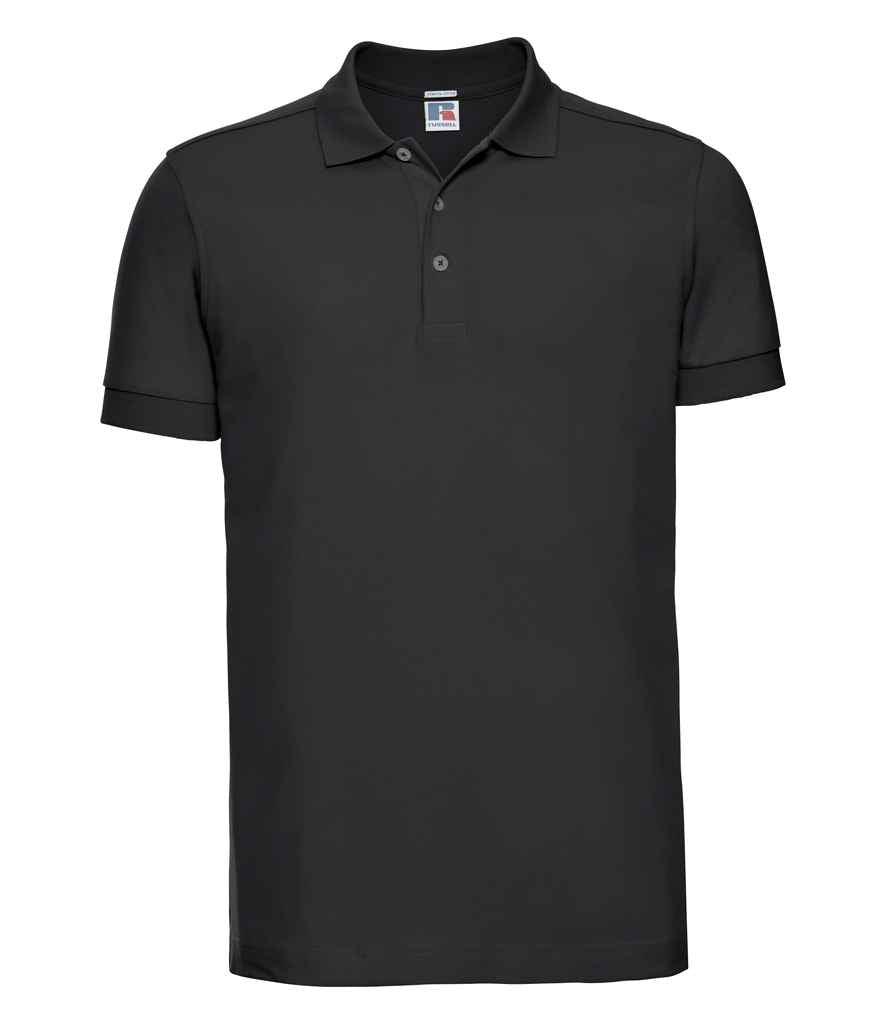 Russell Stretch Piqué Polo Shirt | Black
