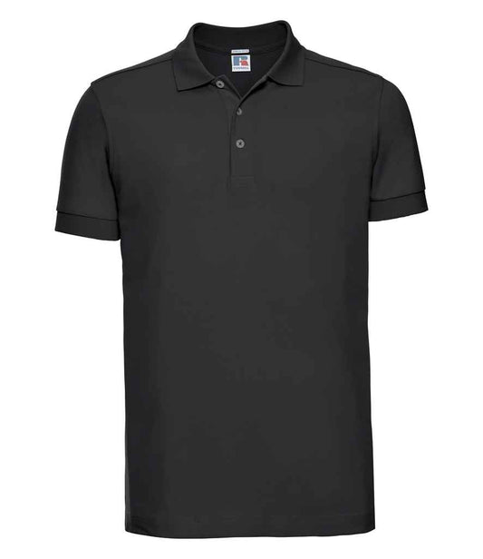 Russell Stretch Piqué Polo Shirt | Black