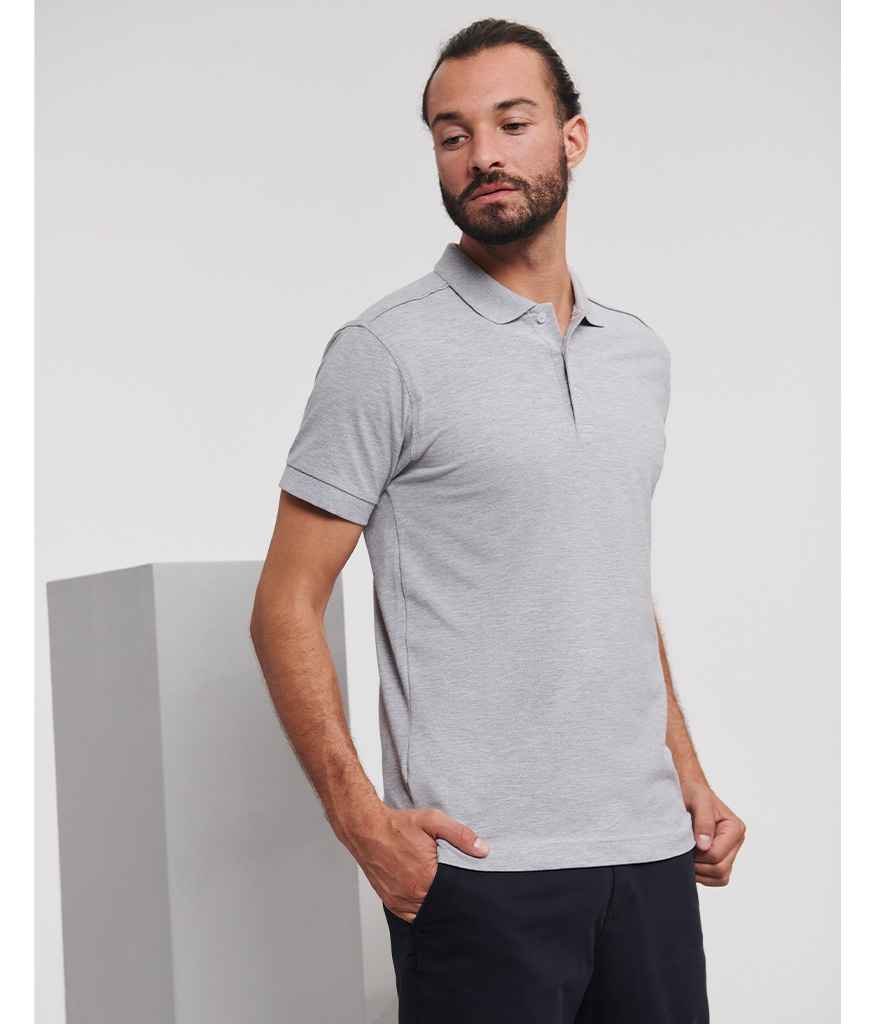 Russell Stretch Piqué Polo Shirt | Light Oxford