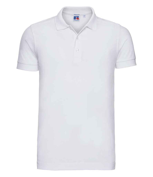 Russell Stretch Piqué Polo Shirt | White