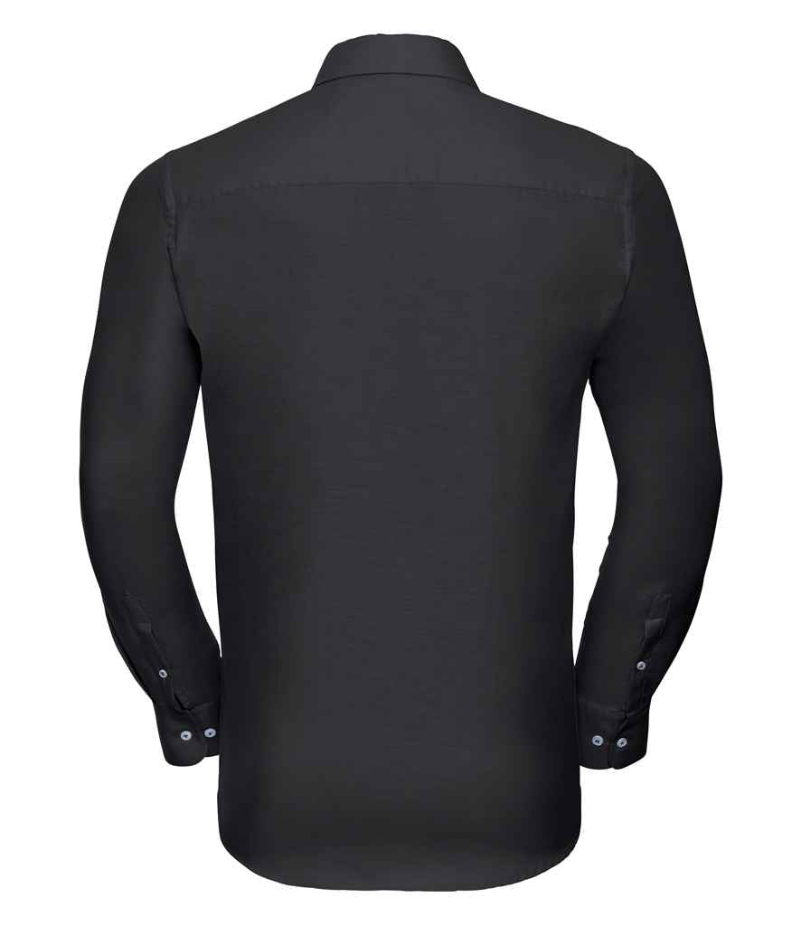 Russell Collection Long Sleeve Tailored Oxford Shirt | Black