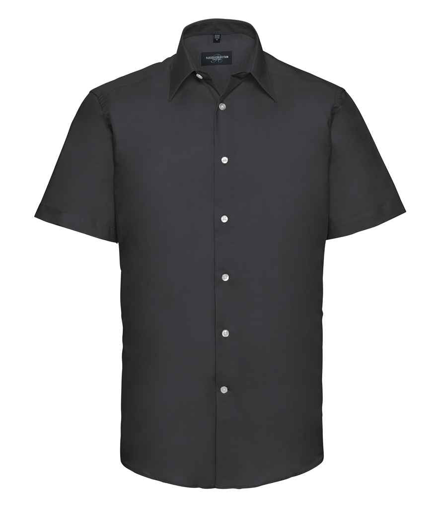 Russell Collection Short Sleeve Tailored Oxford Shirt | Black