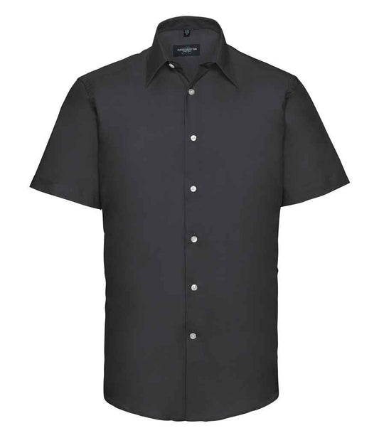 Russell Collection Short Sleeve Tailored Oxford Shirt | Black