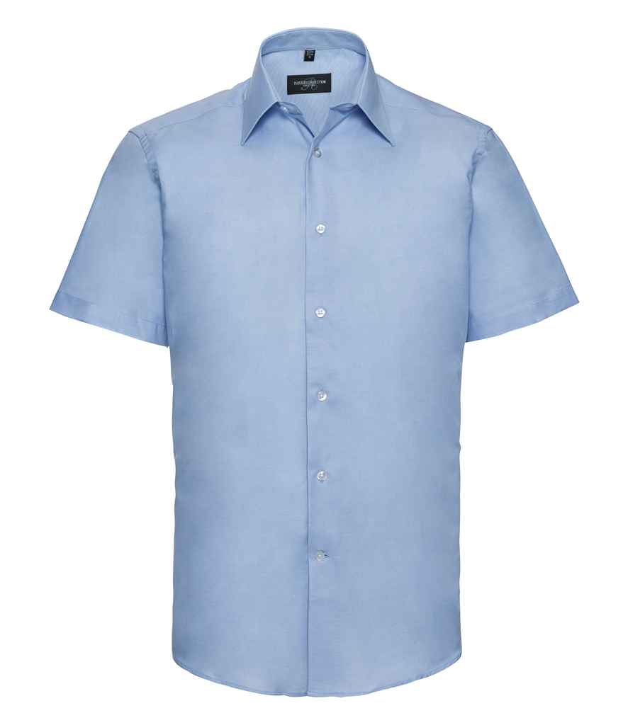Russell Collection Short Sleeve Tailored Oxford Shirt | Oxford Blue