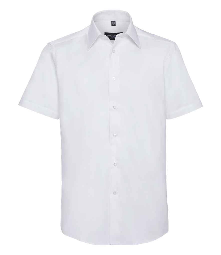 Russell Collection Short Sleeve Tailored Oxford Shirt | White