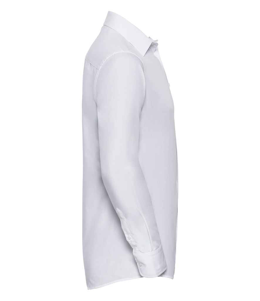 Russell Collection Long Sleeve Tailored Poplin Shirt | White