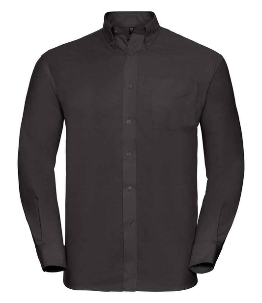 Russell Collection Long Sleeve Easy Care Oxford Shirt | Black