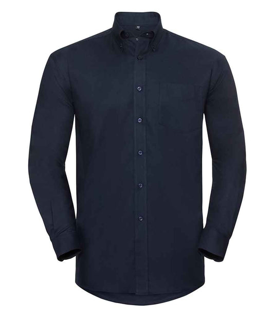 Russell Collection Long Sleeve Easy Care Oxford Shirt | Bright Navy