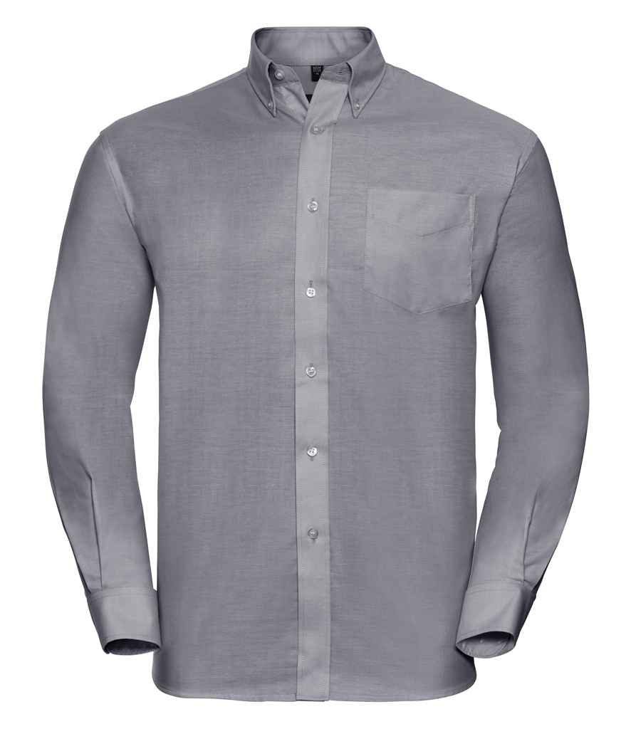 Russell Collection Long Sleeve Easy Care Oxford Shirt | Silver