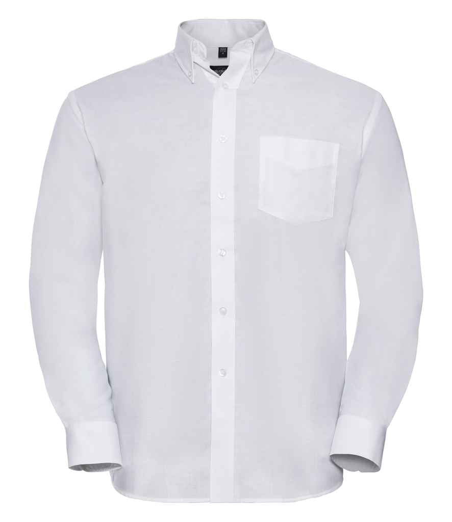 Russell Collection Long Sleeve Easy Care Oxford Shirt | White