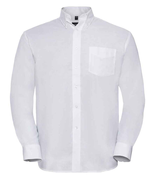 Russell Collection Long Sleeve Easy Care Oxford Shirt | White