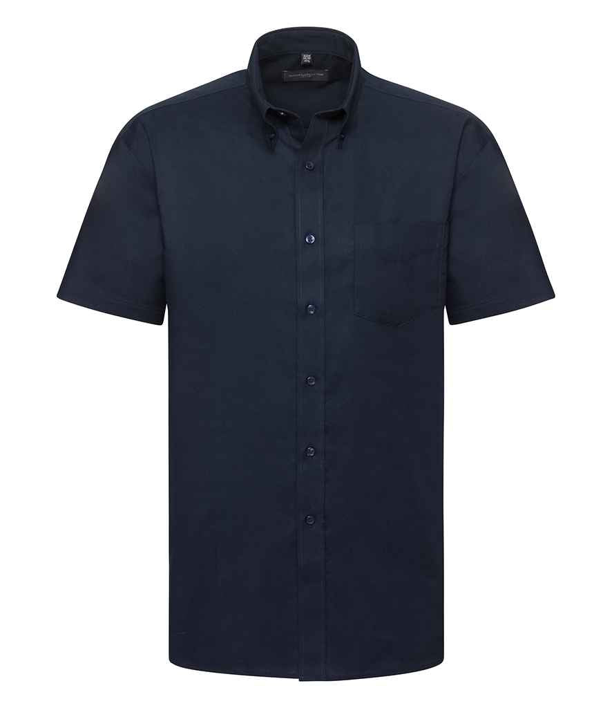 Russell Collection Short Sleeve Easy Care Oxford Shirt | Bright Navy