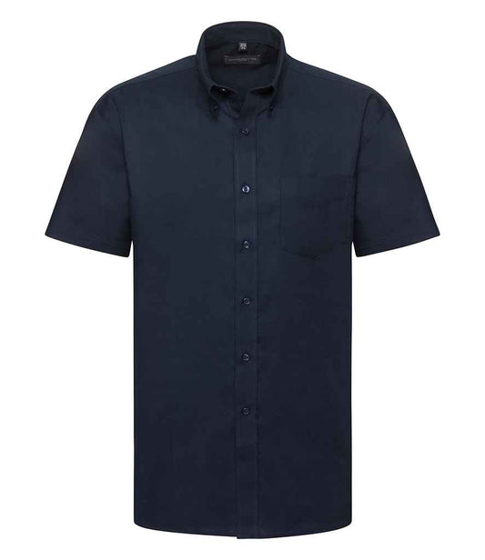 Russell Collection Short Sleeve Easy Care Oxford Shirt | Bright Navy