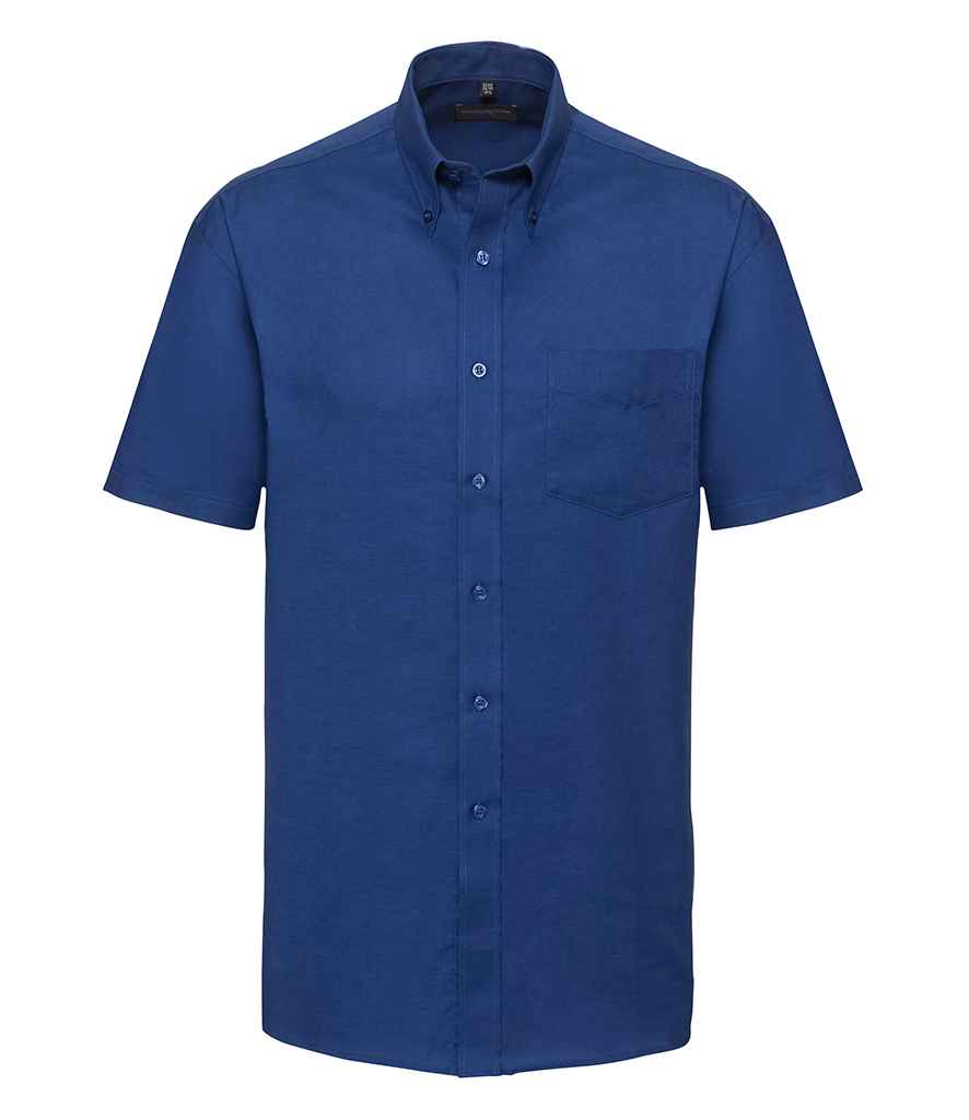 Russell Collection Short Sleeve Easy Care Oxford Shirt | Bright Royal