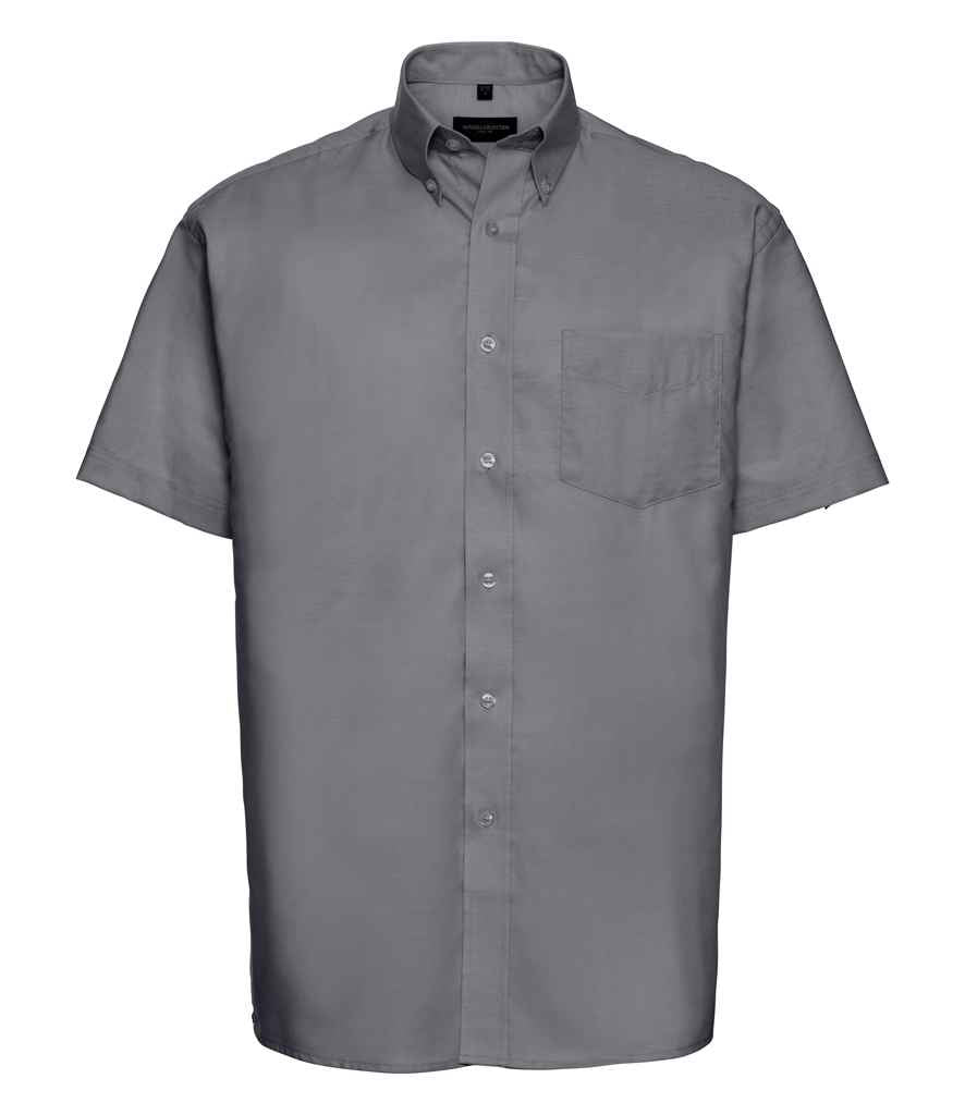 Russell Collection Short Sleeve Easy Care Oxford Shirt | Silver
