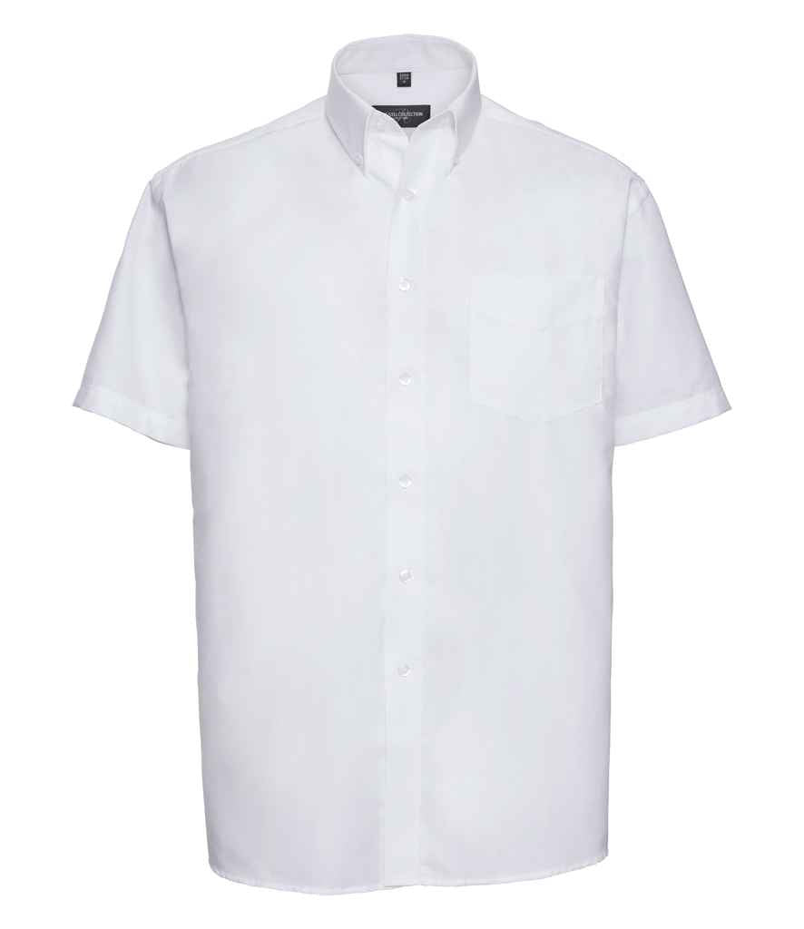 Russell Collection Short Sleeve Easy Care Oxford Shirt | White