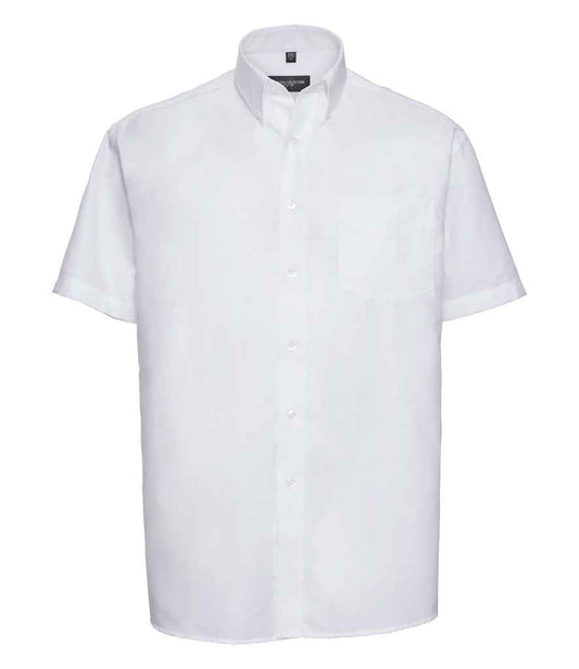 Russell Collection Short Sleeve Easy Care Oxford Shirt | White