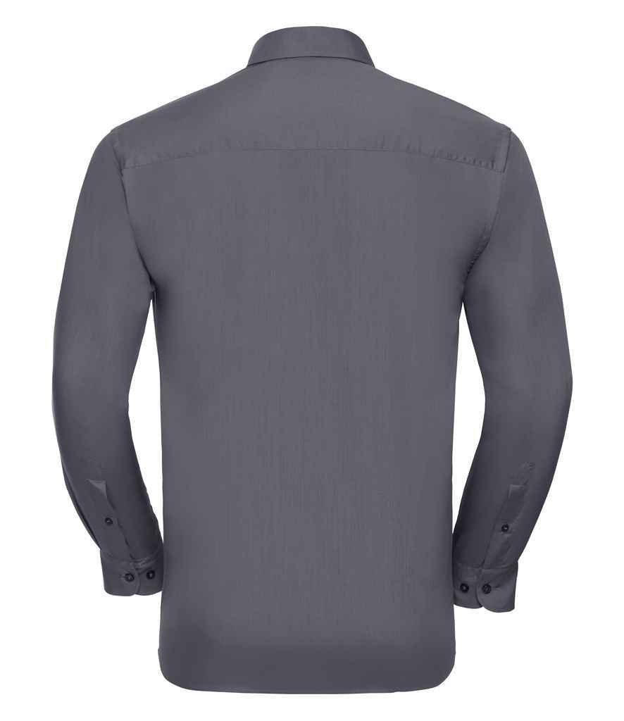 Russell Collection Long Sleeve Easy Care Poplin Shirt | Convoy Grey
