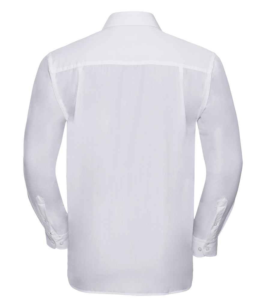 Russell Collection Long Sleeve Easy Care Poplin Shirt | White