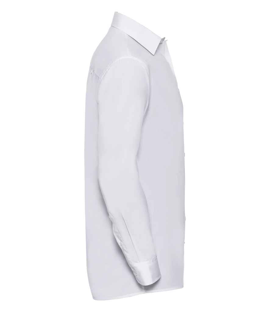 Russell Collection Long Sleeve Easy Care Poplin Shirt | White