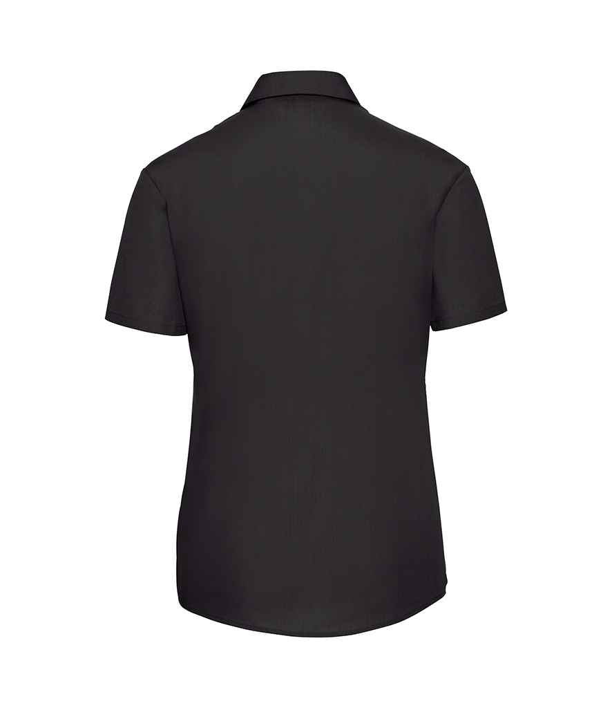 Russell Collection Ladies Short Sleeve Easy Care Poplin Shirt | Black