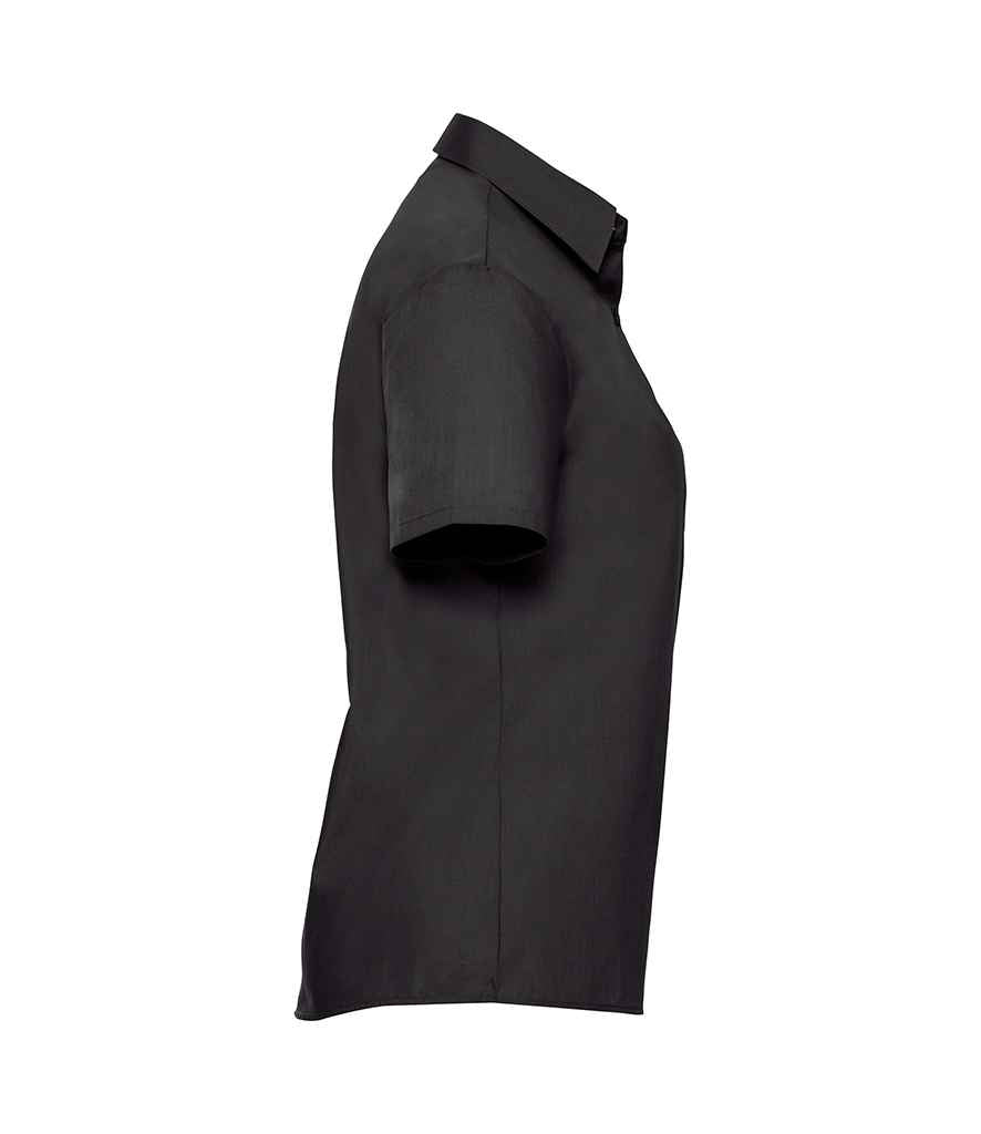 Russell Collection Ladies Short Sleeve Easy Care Poplin Shirt | Black