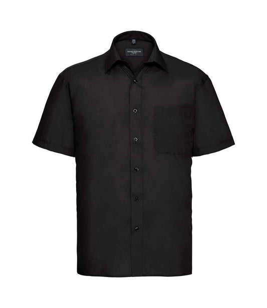 Russell Collection Short Sleeve Easy Care Poplin Shirt | Black