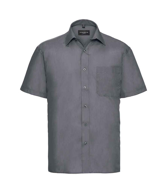 Russell Collection Short Sleeve Easy Care Poplin Shirt | Convoy Grey