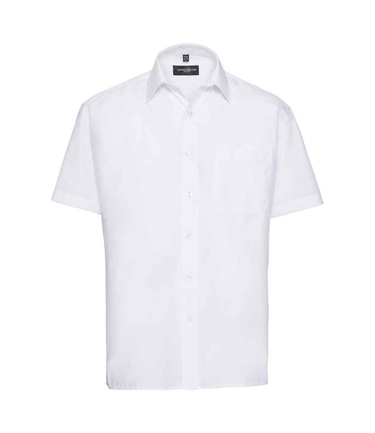 Russell Collection Short Sleeve Easy Care Poplin Shirt | White