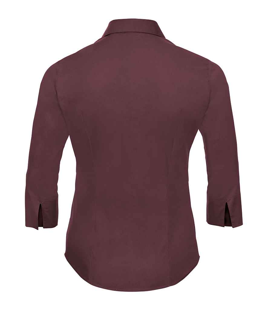 Russell Collection Ladies 3/4 Sleeve Easy Care Fitted Shirt | Port
