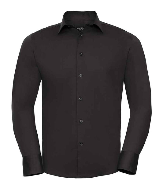 Russell Collection Long Sleeve Easy Care Fitted Shirt | Black