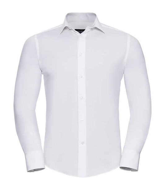 Russell Collection Long Sleeve Easy Care Fitted Shirt | White