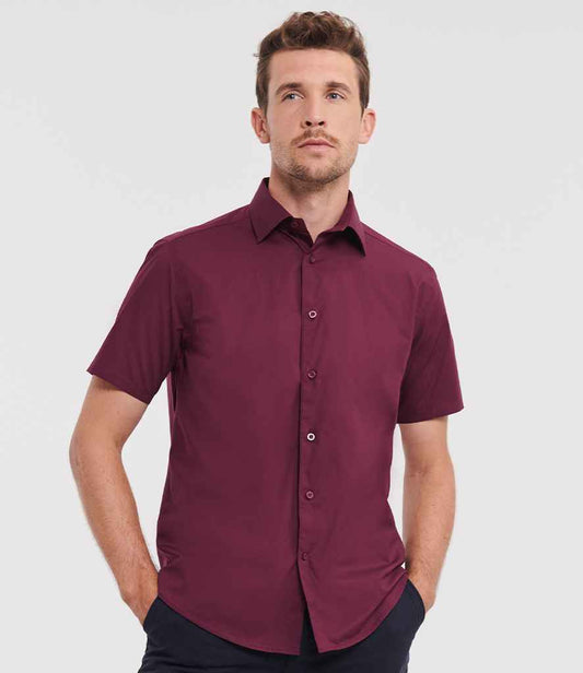 Russell Collection Short Sleeve Easy Care Fitted Shirt | Port