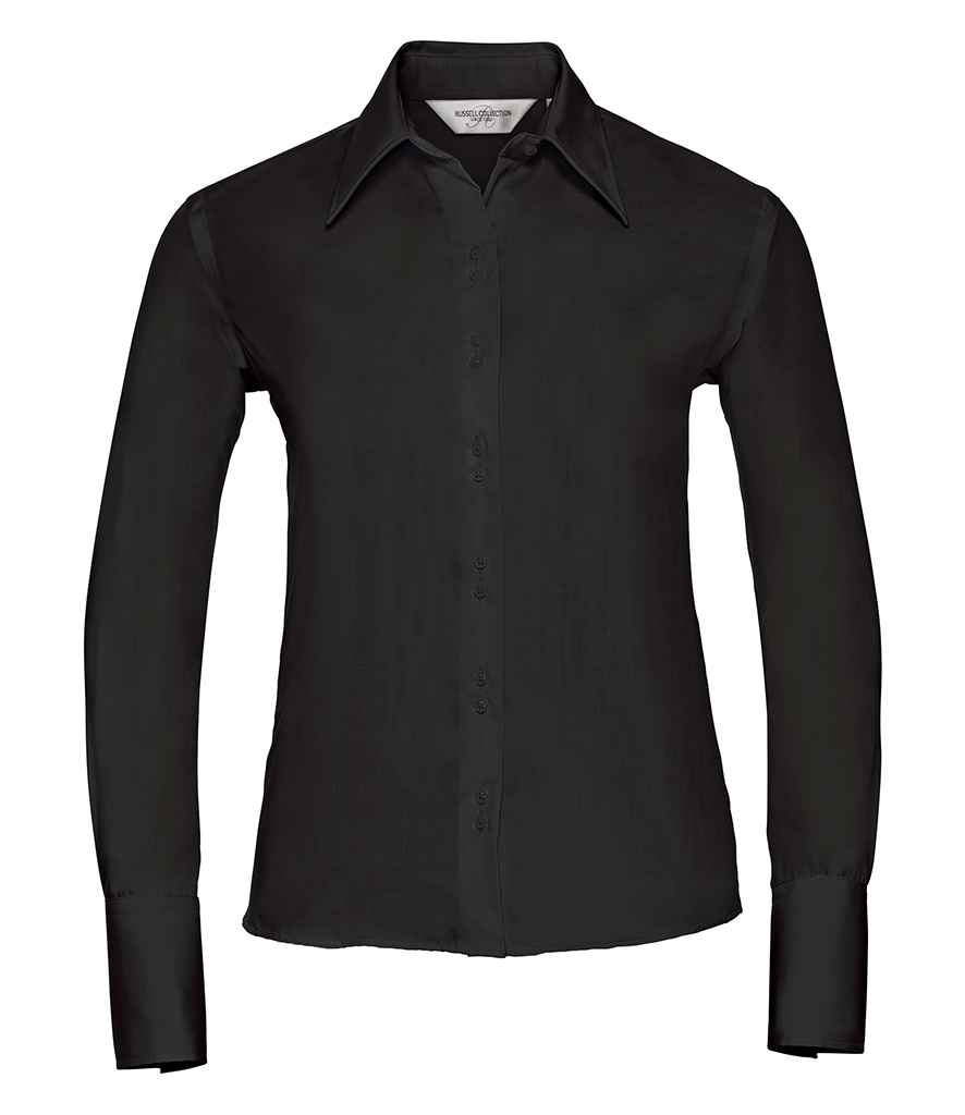 Russell Collection Ladies Long Sleeve Ultimate Non-Iron Shirt | Black