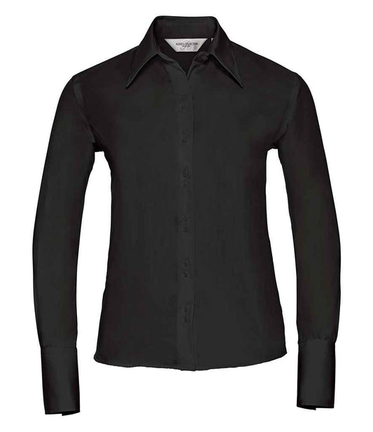 Russell Collection Ladies Long Sleeve Ultimate Non-Iron Shirt | Black