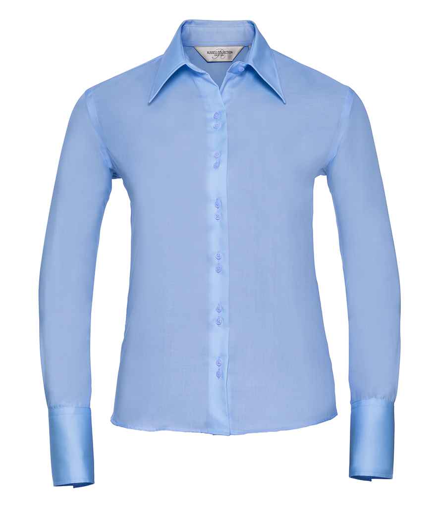 Russell Collection Ladies Long Sleeve Ultimate Non-Iron Shirt | Bright Sky