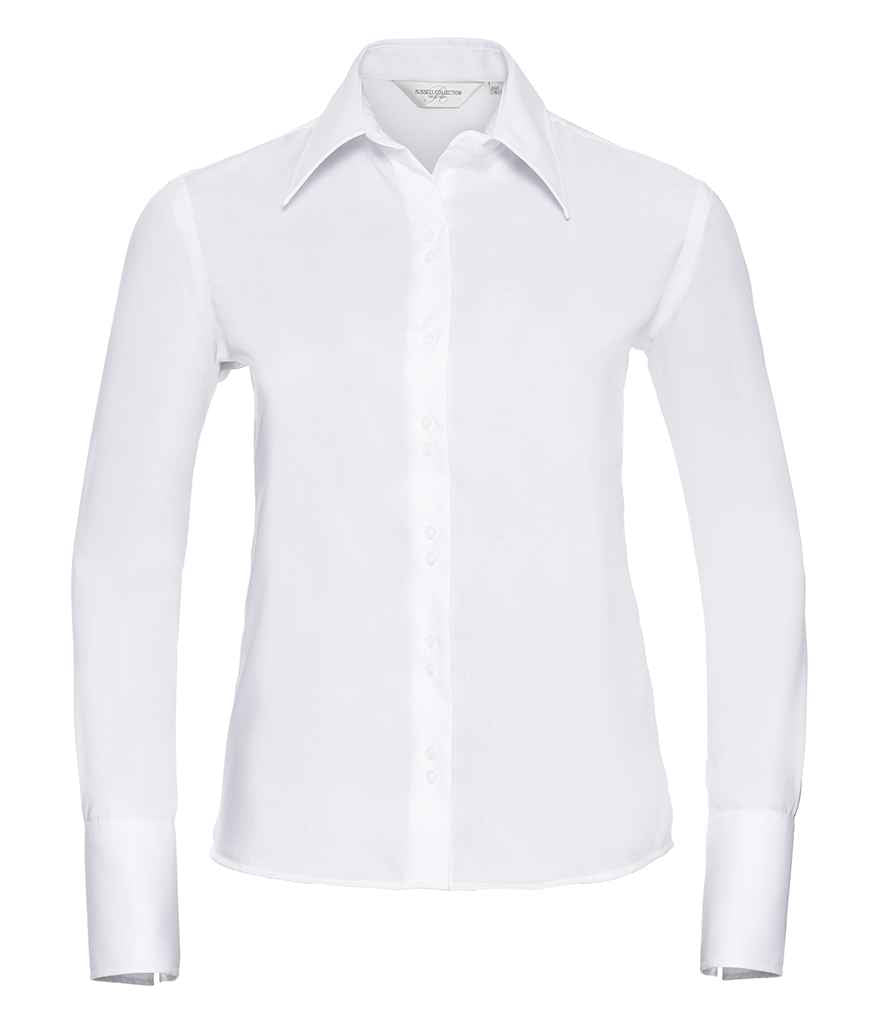 Russell Collection Ladies Long Sleeve Ultimate Non-Iron Shirt | White
