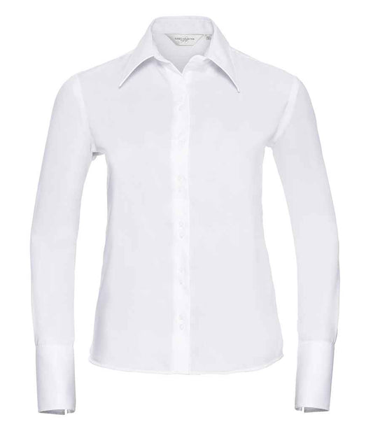 Russell Collection Ladies Long Sleeve Ultimate Non-Iron Shirt | White