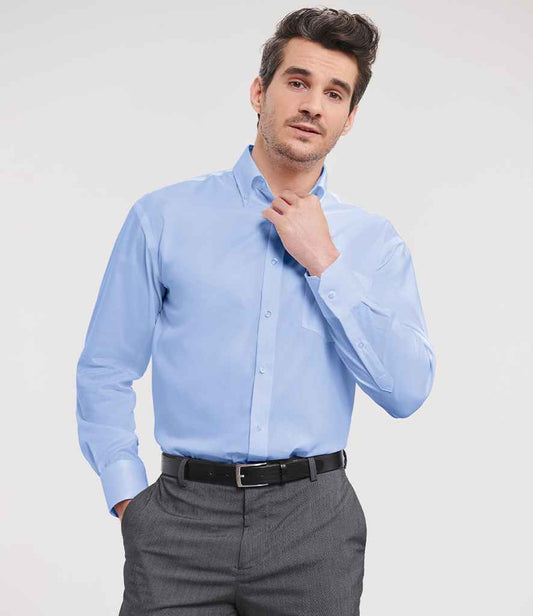 Russell Collection Long Sleeve Ultimate Non-Iron Shirt | Bright Sky