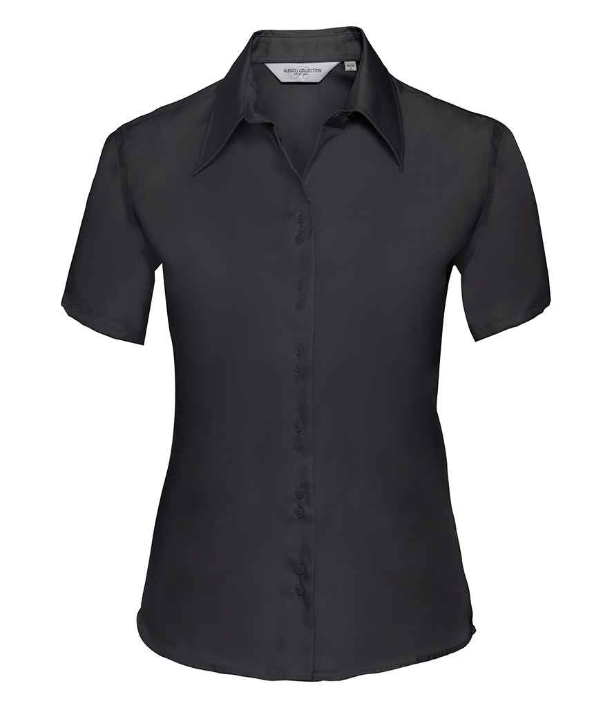 Russell Collection Ladies Short Sleeve Ultimate Non-Iron Shirt | Black