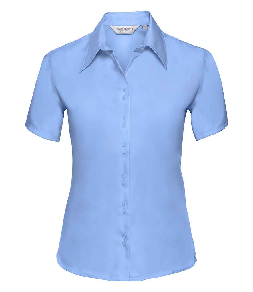 Russell Collection Ladies Short Sleeve Ultimate Non-Iron Shirt | Bright Sky
