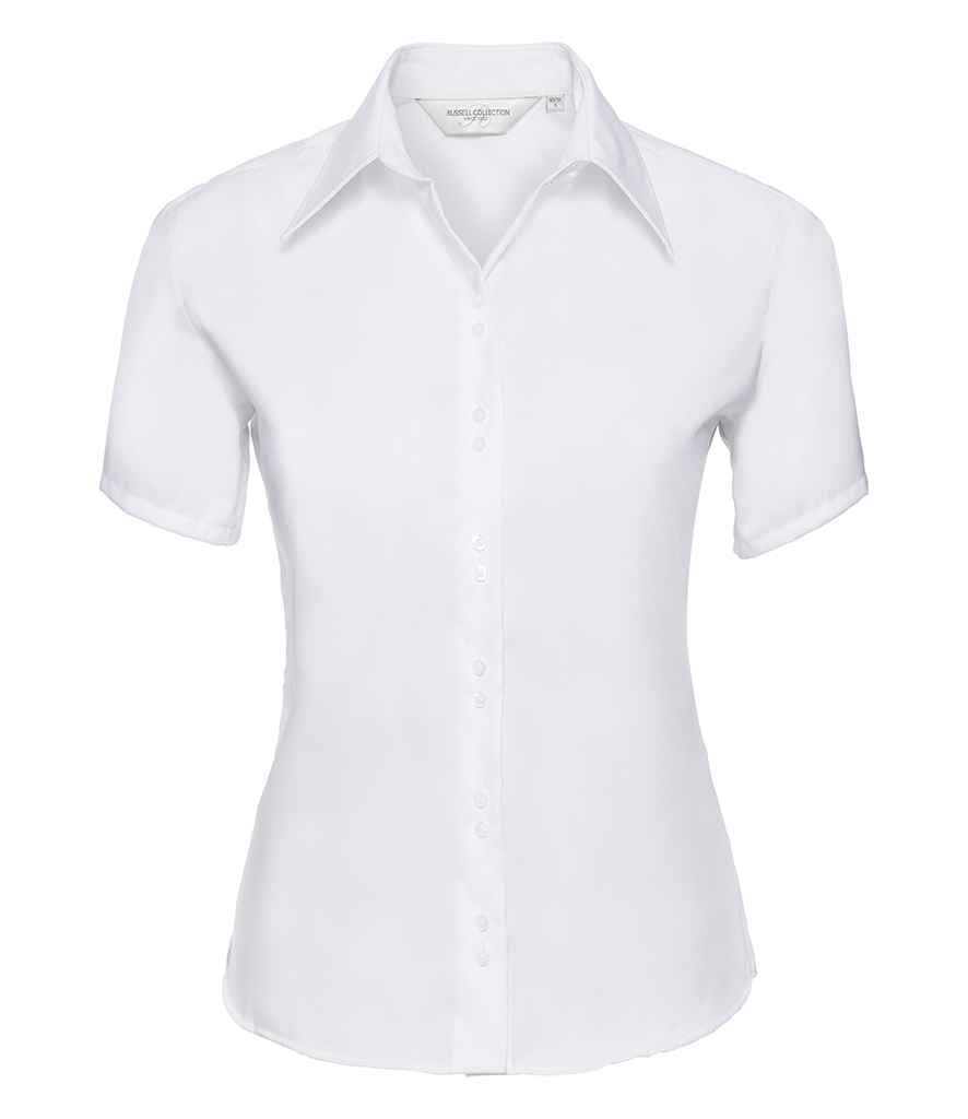Russell Collection Ladies Short Sleeve Ultimate Non-Iron Shirt | White