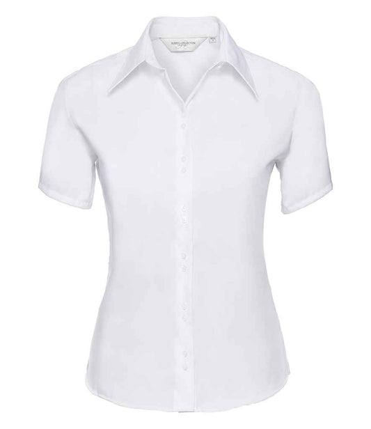 Russell Collection Ladies Short Sleeve Ultimate Non-Iron Shirt | White
