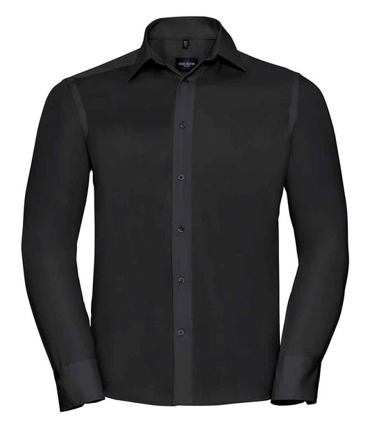 Russell Collection Long Sleeve Tailored Ultimate Non-Iron Shirt | Black